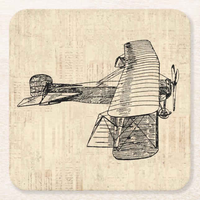 Dessous De Verre Carré Avion à l'ancienne mode (Devant)