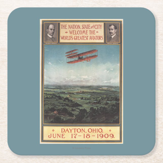 Dessous De Verre Carré Avion de frères de Wright (Devant)