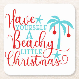 Dessous De Verre Carré Ayez-vous un petit Noël de plage