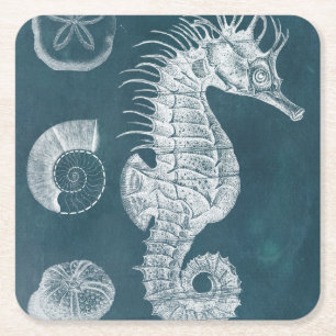 Dessous De Verre Carré Azure Seahorse Study I