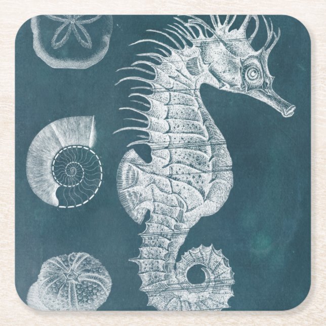 Dessous De Verre Carré Azure Seahorse Study I (Devant)
