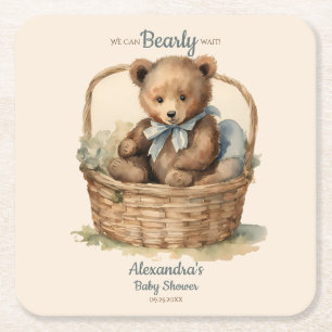 Dessous De Verre Carré Baby Bear Cub Boys Baby shower