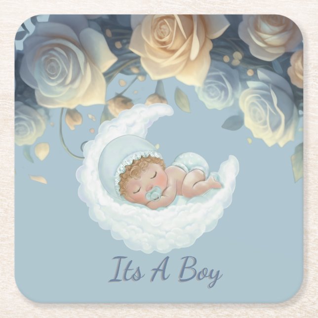 Dessous De Verre Carré Baby Boy Celebration (Devant)