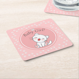 Dessous De Verre Carré Baby Girl Kitten Pawprints Papier serviettes