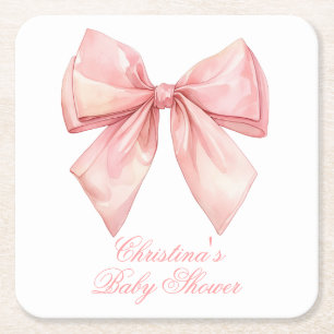 Dessous De Verre Carré Baby shower à cou rose