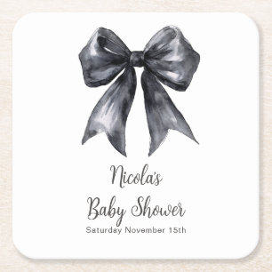 Dessous De Verre Carré Baby-Shower Arc-en-Ciel Ruban à Nœud Papillon Noir