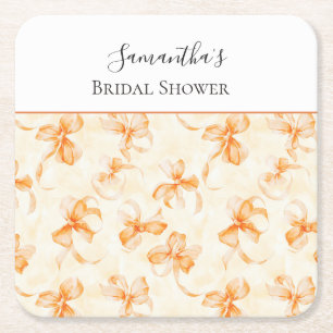 Dessous De Verre Carré Baby Shower aux Rubans Orange