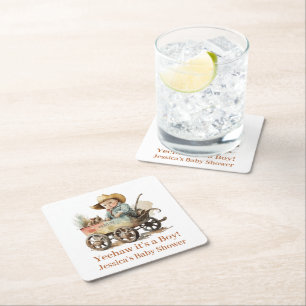 Dessous De Verre Carré Baby shower Baby Cowboy