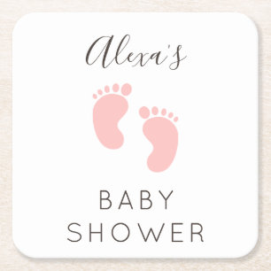 Dessous De Verre Carré Baby shower bébé fille Favoriser
