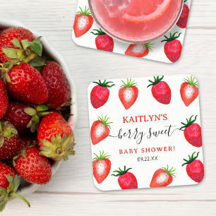 Dessous De Verre Carré Baby shower Berry Sweet Strawberry