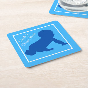 Dessous De Verre Carré Baby shower Bleu pour bébé