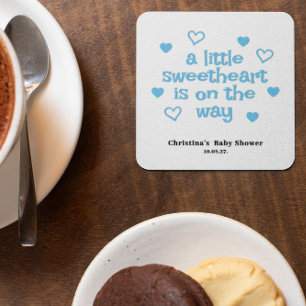 Dessous De Verre Carré Baby shower Blue Boy