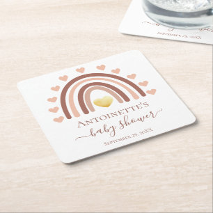 Dessous De Verre Carré Baby shower bohème personnalisé nommé