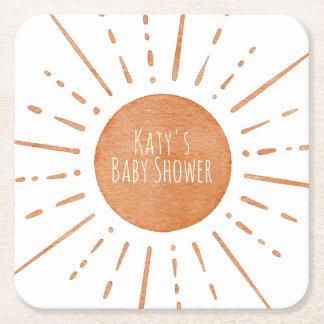 Dessous De Verre Carré Baby shower Boho Sun
