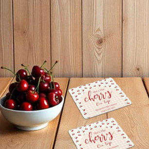 Dessous De Verre Carré Baby Shower Cerises