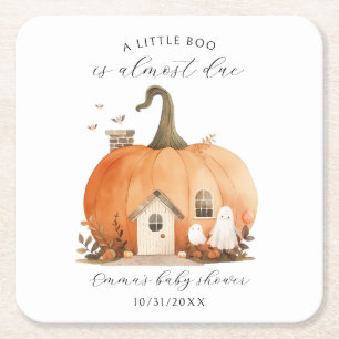 Dessous De Verre Carré Baby shower Citrouille d'Halloween Aquarelle