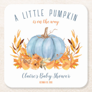 Dessous De Verre Carré Baby shower Citrouille Fall Boy Blue Little