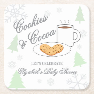 Dessous De Verre Carré Baby Shower Cookies & Cocoa