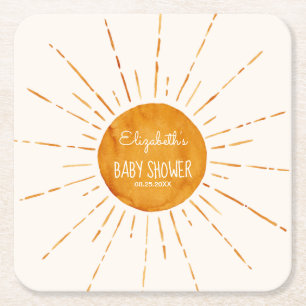Dessous De Verre Carré Baby shower d'aquarelle 