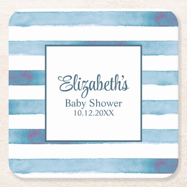 Dessous De Verre Carré Baby shower d'aquarelle bleu marine (Devant)