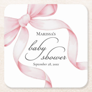 Dessous De Verre Carré Baby shower de boule rose