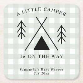 Dessous De Verre Carré Baby shower de camping