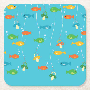 Dessous De Verre Carré Baby shower de pêche