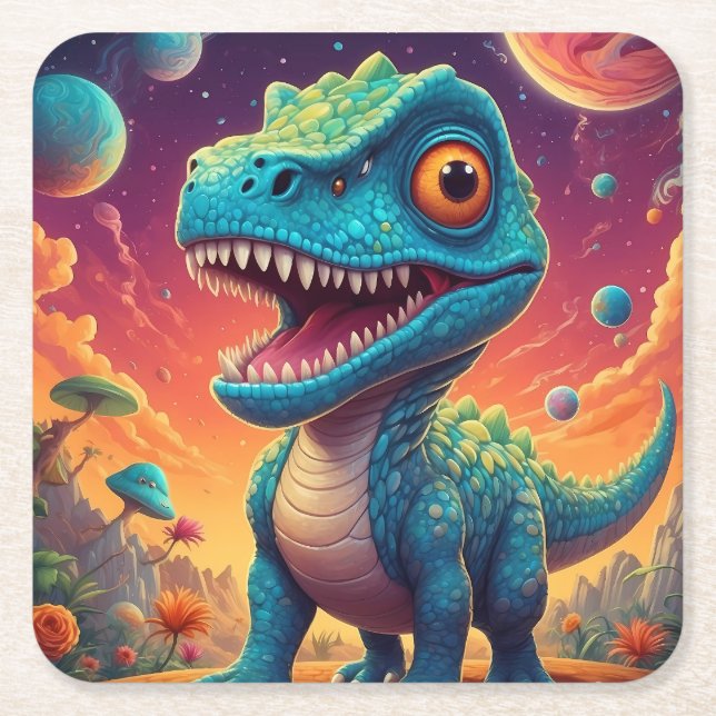 Dessous De Verre Carré Baby shower Dino-Mite (Devant)