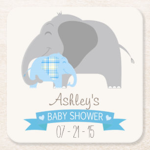 Dessous De Verre Carré Baby shower Eléphant Bébé Plaid Bleu