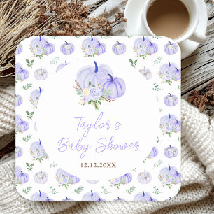 Dessous De Verre Carré Baby Shower Fleur de Citrouille Violette