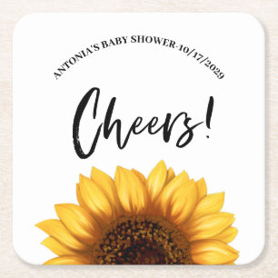 Dessous De Verre Carré Baby Shower Fleur de Tournesol d'Automne