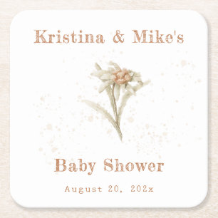 Dessous De Verre Carré Baby shower Fleur sauvage Edelweiss