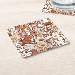 Dessous De Verre Carré Baby shower floral de l'aquarelle d'automne