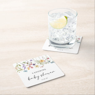 Dessous De Verre Carré Baby shower Floral Fleur sauvage