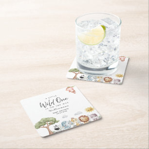 Dessous De Verre Carré Baby shower Jungle Safari