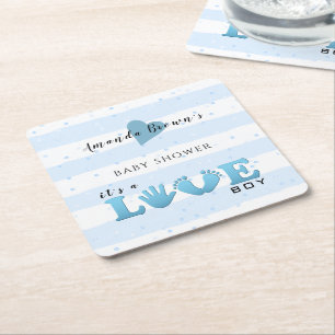 Dessous De Verre Carré Baby shower Love Baby Boy
