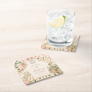 Dessous De Verre Carré Baby-shower Mahjong