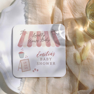 Dessous De Verre Carré Baby Shower Marché de Bébé Cultivé Localement