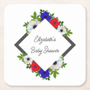 Dessous De Verre Carré Baby shower Patriotique Panda Anemone