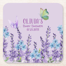 Baby shower rose floral papillon fille Bienvenue
