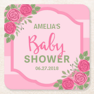 Dessous De Verre Carré Baby shower Rose rose 