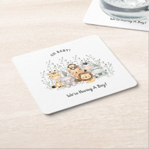 Dessous De Verre Carré Baby shower Safari Animaux
