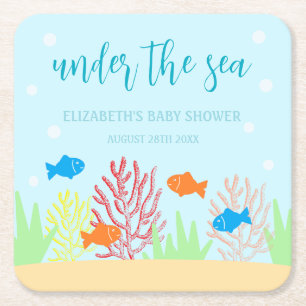 Dessous De Verre Carré Baby shower Sea Life