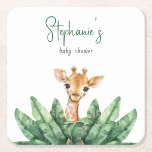 Dessous De Verre Carré Baby shower Wild One Safari Giraffe