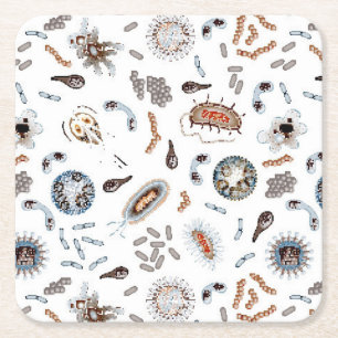 Dessous De Verre Carré Bactéries et motif de virus