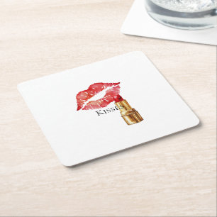 Dessous De Verre Carré Baiser Rouge à Lèvres Glam Lips