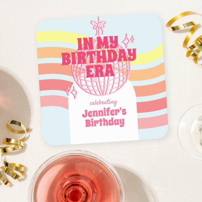 Dessous De Verre Carré Bal Disco Rose Retro Dans Mon Anniversaire Fête (Créateur téléchargé)
