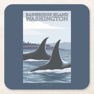 Dessous De Verre Carré Baleines #1 - île de Bainbridge, Washington