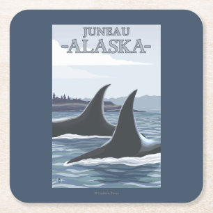 Dessous De Verre Carré Baleines #1 - Juneau, Alaska d'orque