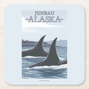 Dessous De Verre Carré Baleines #1 - Juneau, Alaska d'orque